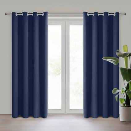 ZATEMŇOVACÍ ZÁVĚS NA KROUŽCÍCH LOGAN 135X270 CM TMAVĚMODRÁ