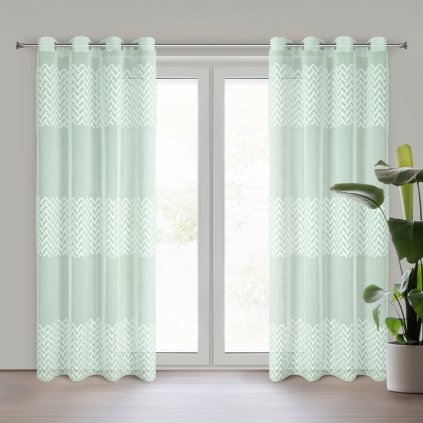 ZÁVĚS NA KROUŽCÍCH ESTERI 140X250 CM MÁTOVÁ