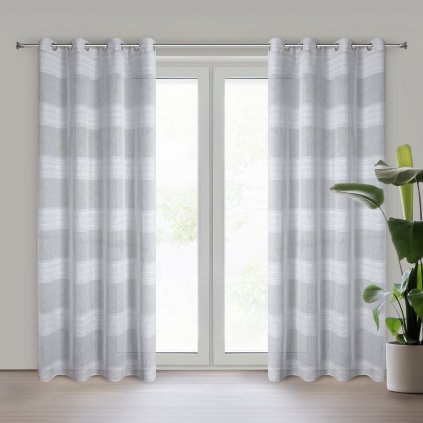 ZÁVĚS NA KROUŽCÍCH MARGARET 140X250 CM STŘÍBRNÁ