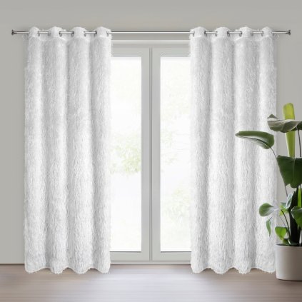 ZÁVĚS NA KROUŽCÍCH MARGARET 140X250 CM BÍLÁ