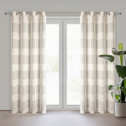 ZÁVĚS NA KROUŽCÍCH MARGARET 140X250 CM BÉŽOVÁ