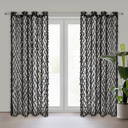 ZÁVĚS NA KROUŽCÍCH VICTORIA 140X250 CM ČERNÁ