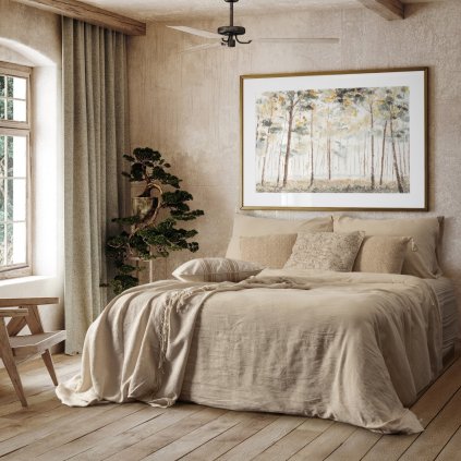 LNĚNÉ POVLEČENÍ LINEN 200X220 CM, 2 KS 70X80 CM BÉŽOVÁ