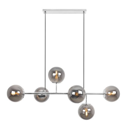 lampa sufitowa wiszaca siena zyrandol chrom szklane kule w kolorze grafitowym 6xe14