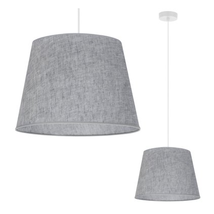 lampa sufitowa wiszaca len zyrandol lniany z abazurem w ksztalcie stozka do kuchni jadalni