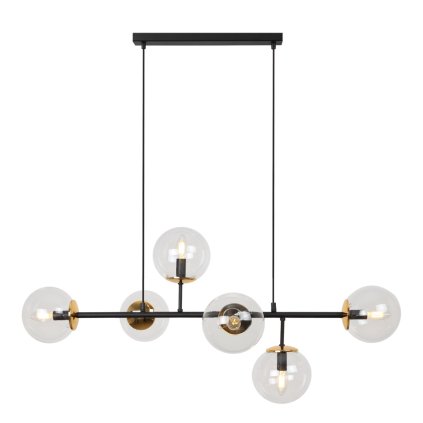 lampa sufitowa wiszaca siena czarno zloty zyrandol typu listwa szklane kule nowoczesny glamour