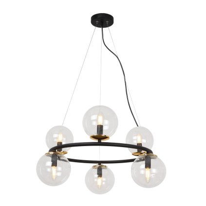 lampa sufitowa wiszaca aura zyrandol ring kule bezbarwne klosze do salonu i jadalni 6 zrodel