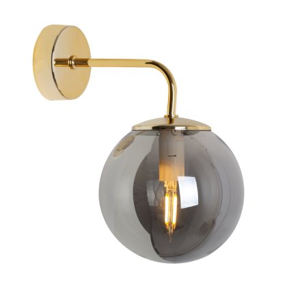 lampa scienna typu kinkiet siena zlota konstrukcja grafitowy szklany klosz styl glamour