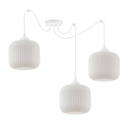 lampa wiszaca riffle sufitowa bialy klosz walec o ryflowanej strukturze pajak do jadalni salonu kuchni