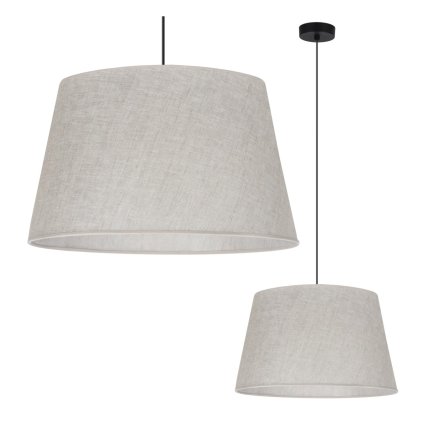 lampa sufitowa wiszaca zyrandol len jasnobezowy lniany naturalny abazur do salonu kuchni sypialni