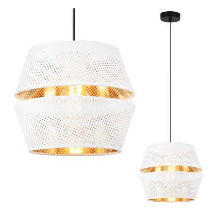 lampa sufitowa wiszaca asti zyrandol z azurowym abazurem bialo zloty nowoczesny glamour