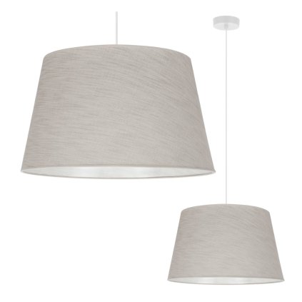 lampa sufitowa wiszaca len zyrandol z abazurem jasny bez tkanina lniana duzy stozek 44cm