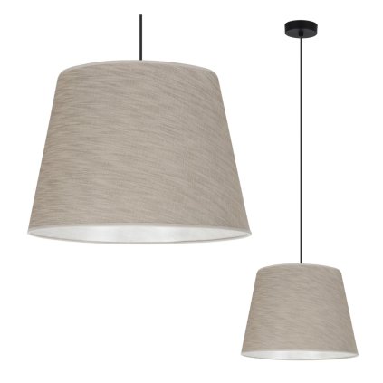 lampa sufitowa wiszaca len zyrandol klasyczny z naturalnym lnianym abazurem boho stozek e27