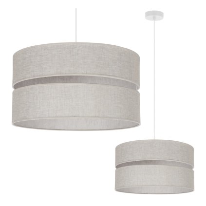 lampa sufitowa wiszaca len zyrandol jasnobezowy 40cm naturalna tkanina lniana styl boho