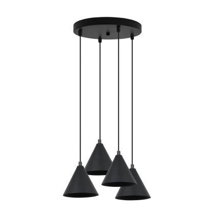 lampa sufitowa wiszaca soho czarny zyrandol w stylu loft klosze stozki nad stol i wyspe e27