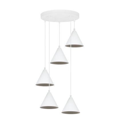 lampa sufitowa wiszaca soho biala metalowa konstrukcja 5 stozkow w stylu loft do kuchni salonu