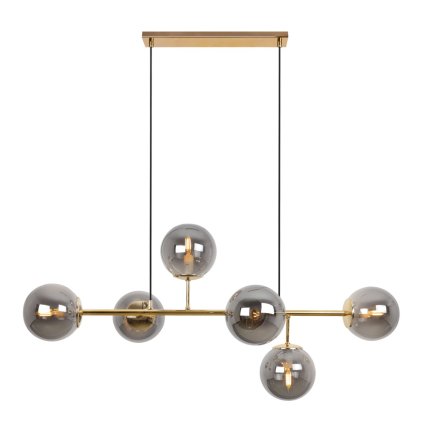 lampa sufitowa wiszaca siena zlota konstrukcja zyrandol z grafitowymi kloszami 6 zrodel