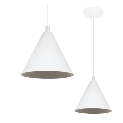 lampa sufitowa wiszaca soho pojedyncza bialy metalowy stozek o srednicy 14cm styl loftowy