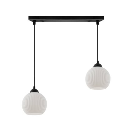 lampa sufitowa wiszaca riffle biala ryflowana kula 14cm styl glamour do salonu kuchni lazienki