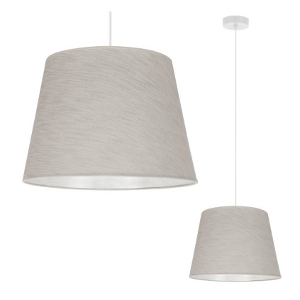 lampa sufitowa wiszaca len pojedyncza stozkowy abazur z lnu klasyczny do kuchni i jadalni