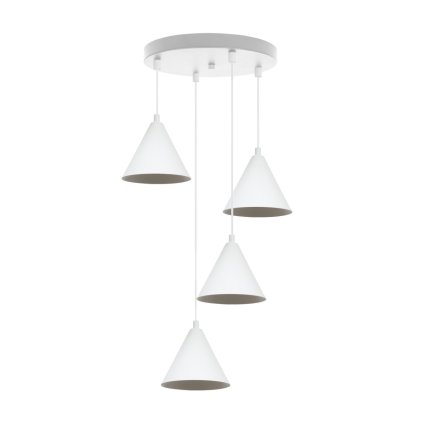 lampa wiszaca zyrandol bialy soho stozkowe klosze loft do kuchni jadalni salonu 4 zrodla