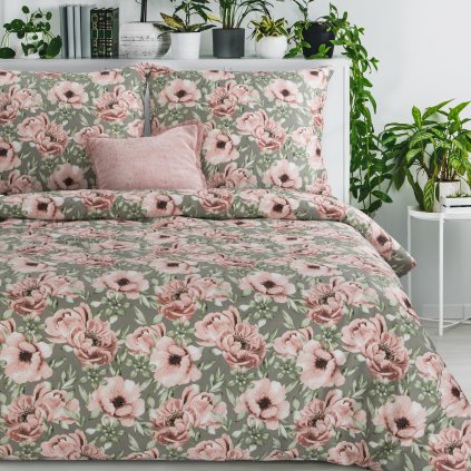 SATÉNOVÉ POVLEČENÍ SPRING53 200X220 CM, 2 KS 70X80 CM KVĚTY