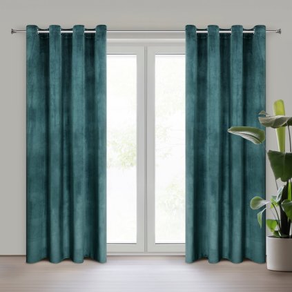 ZATEMŇOVACÍ ZÁVĚS NA KROUŽCÍCH ROSA 140X250 CM TMAVĚMODRÁ