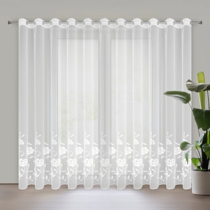 ZÁCLONA NA KROUŽCÍCH NATALI 350X250 CM KVĚTY