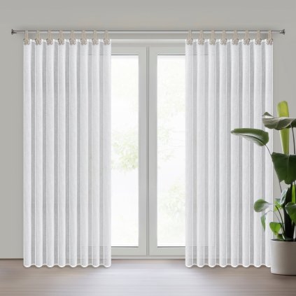 ZÁCLONA NA POUTKÁCH MELISA 140X250 CM BÍLÁ