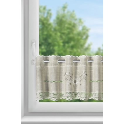KRÁTKÁ ZÁCLONA NA KROUŽCÍCH VERONICA 150X30 CM BÉŽOVÁ