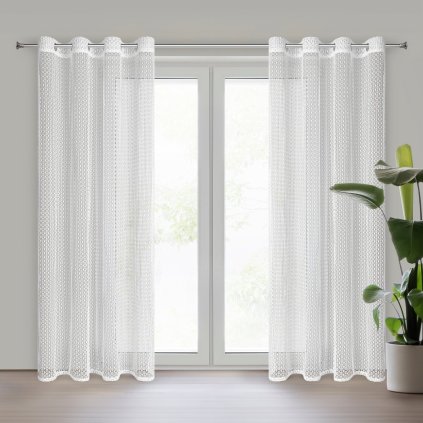 ZÁCLONA NA KROUŽCÍCH MIRELLA 140X250 CM BÍLÁ