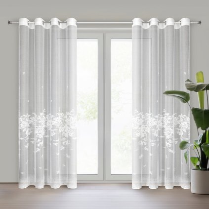 ZÁCLONA NA KROUŽCÍCH ALEXIA 140X250 CM BÍLÁ