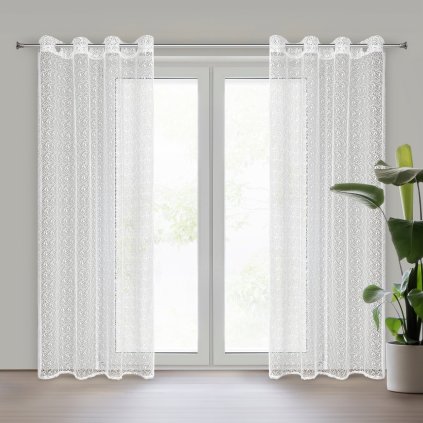 ZÁCLONA NA KROUŽCÍCH ELLISSA 140X250 CM BÍLÁ