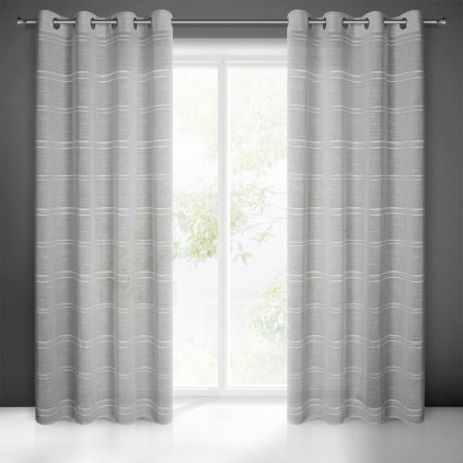 ZÁCLONA NA KROUŽCÍCH ARCADIA 140 X 250 CM STŘÍBRNÁ