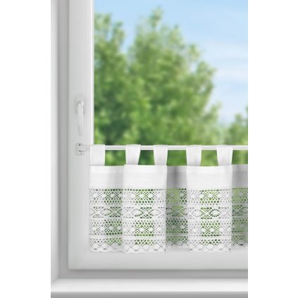 KRÁTKÁ ZÁCLONA NA POUTKÁCH MADDELINE 150X35 CM BÍLÁ