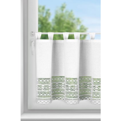 KRÁTKÁ ZÁCLONA NA POUTKÁCH MADDELINE 150X60 CM BÍLÁ