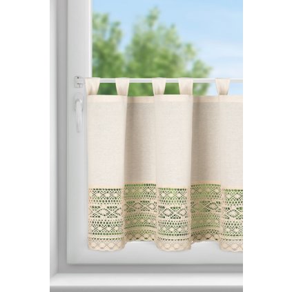 KRÁTKÁ ZÁCLONA NA POUTKÁCH MADDELINE 150X60 CM SVĚTLEBÉŽOVÁ