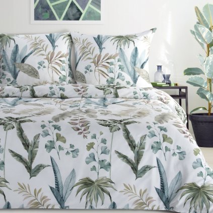 SATÉNOVÉ POVLEČENÍ SPRING52 140X200 CM, 1 KS 70X80 CM LISTY