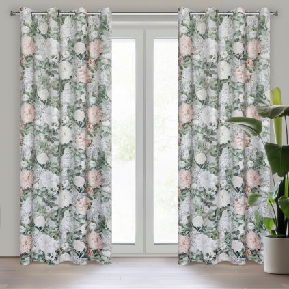 ZATEMŇOVACÍ ZÁVĚS NA KROUŽCÍCH IDA 140X250 CM KVĚTY