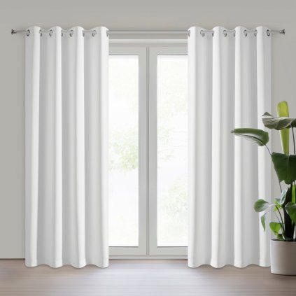 ZATEMŇOVACÍ ZÁVĚS NA KROUŽCÍCH ADLEY 135X250 CM BÍLÁ