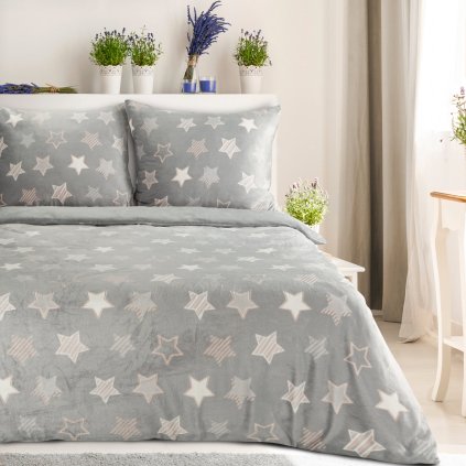 FLEECOVÉ POVLEČENÍ FLANO4 200X220 CM, 2 KS 70X90 CM VZOROVANÉ