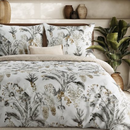 SATÉNOVÉ POVLEČENÍ SPRING49 160X200 CM, 2 KS 70X80 CM LISTY