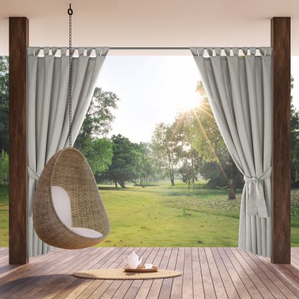 ZAHRADNÍ VODĚODOLNÝ ZÁVĚS NA POUTKÁCH GARDEN 155X220 CM STŘÍBRNÁ