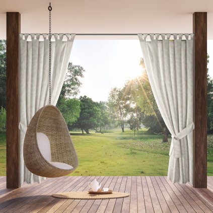 ZAHRADNÍ VODĚODOLNÝ ZÁVĚS NA POUTKÁCH GARDEN 155X200 CM LISTY