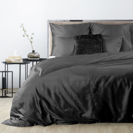 SATÉNOVÉ POVLEČENÍ DINA 200X220 CM 2 KS 70X80 CM ČERNÉ