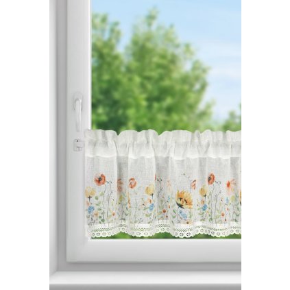 KRÁTKÁ ZÁCLONA NA PÁSCE NATI 150X30 CM KVĚTY