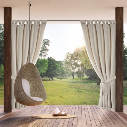 ZAHRADNÍ VODĚODOLNÝ ZÁVĚS NA POUTKÁCH GARDEN 155X240 CM BÉŽOVÁ