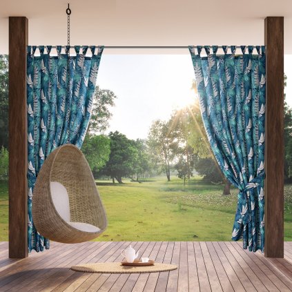 ZAHRADNÍ VODĚODOLNÝ ZÁVĚS NA POUTKÁCH GARDEN 155X240 CM LISTY