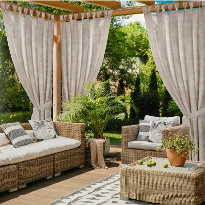 ZAHRADNÍ VODĚODOLNÝ ZÁVĚS NA POUTKÁCH GARDEN 155X240 CM VZOROVANÁ