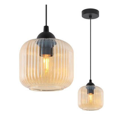 lampa wiszaca sufitowa riffle pojedyncza ryflowany szklany klosz pajak nad stol i wyspe loft